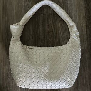 Woven Slouchy Shoulder Bag | Cream